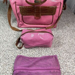 Samantha Brown Pink Croc Embossed Weekender Travel Bag